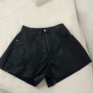 WeWoreWhat black leather shorts